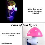 Automatic Night Sensor Mushroom Lamp (0.2 Watt, Multicolour) pack of two different model light's