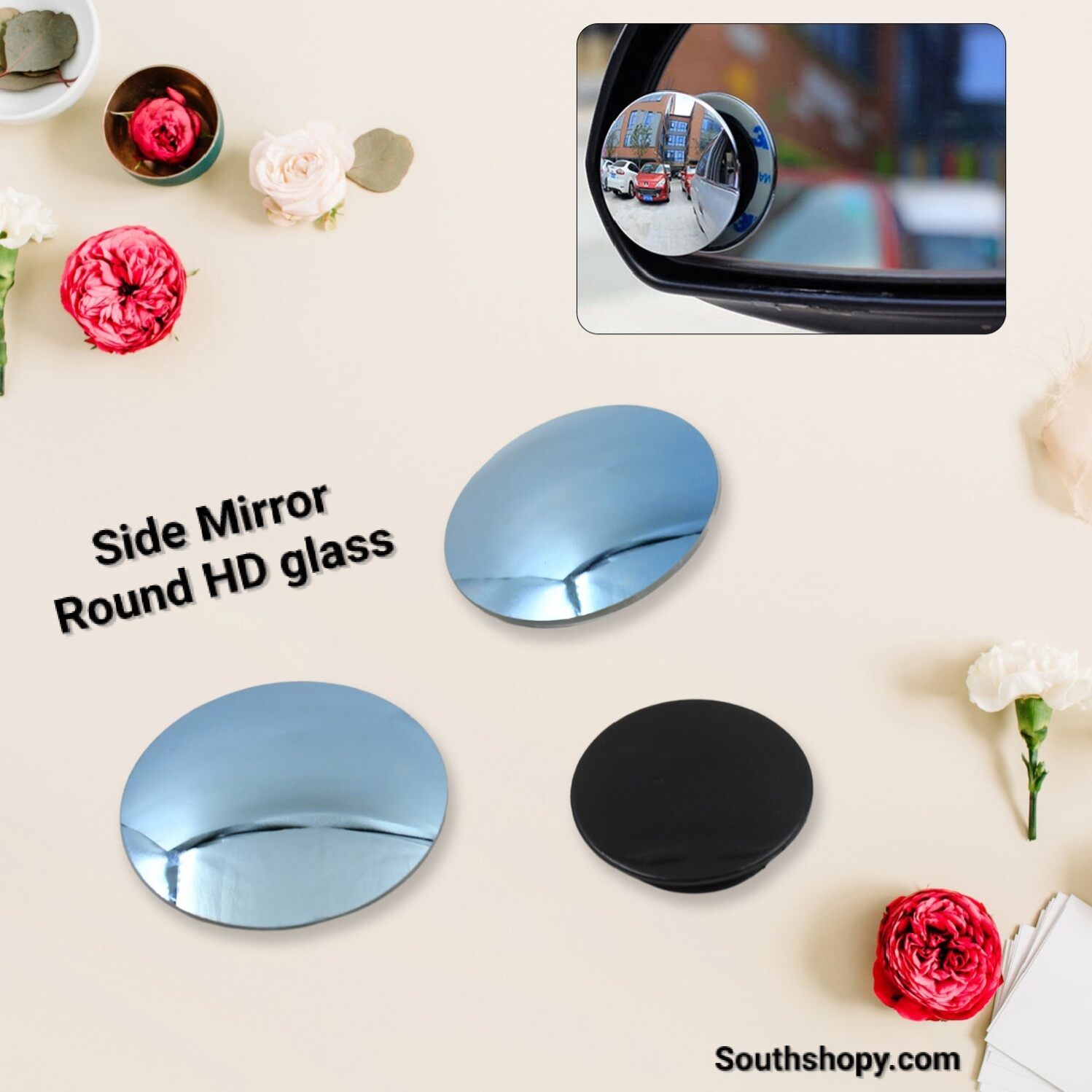 Car Blind Spot Side Mirror Round HD Glass Blind Spot Mirror, All place covered (2 Pc)