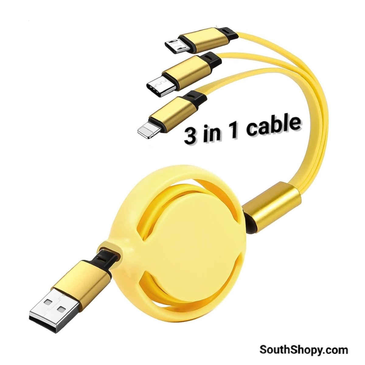 3 In 1 Retractable Charger,Charging Cable (1 Pc / Mix Color)